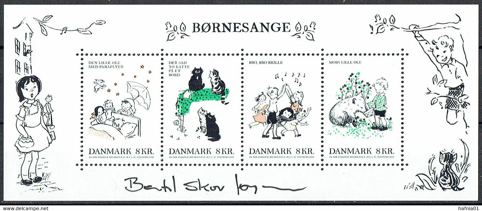 Bertil Skov Jørgensen. Denmark 2016. Children Songs. Souvenir Sheet. Michel Bl.64 MNH. Signed. - Blocks & Sheetlets