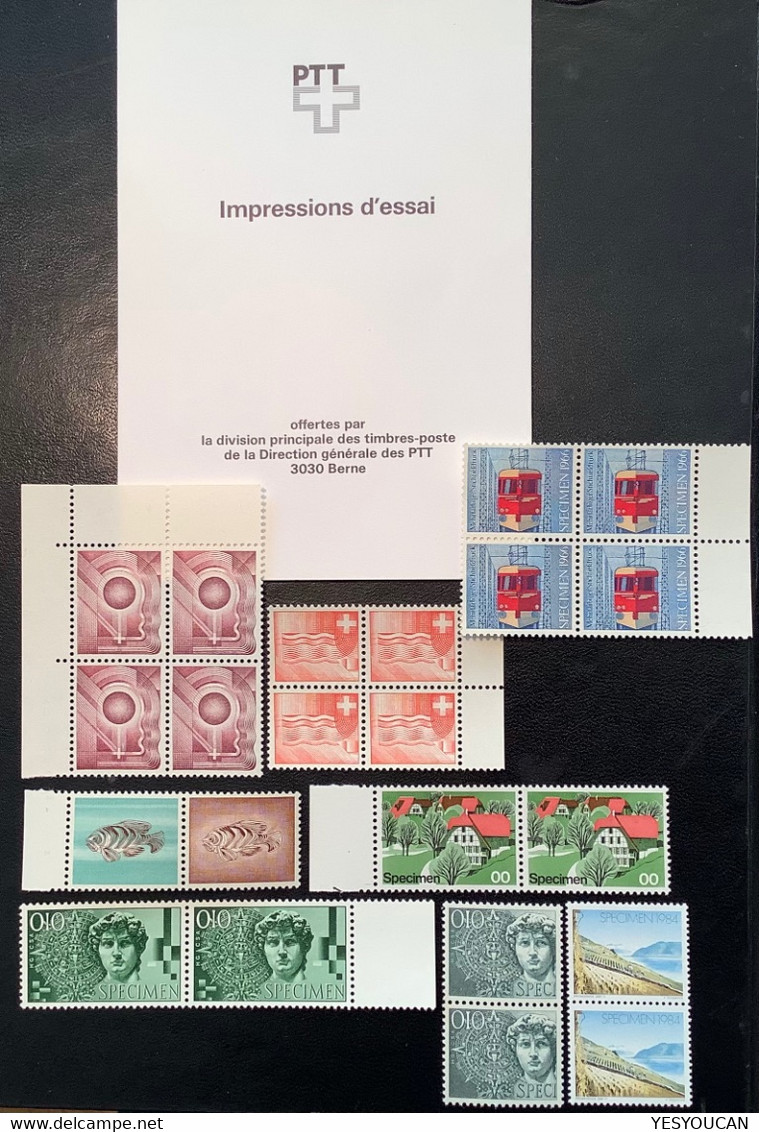 Schweiz 1945-1984 22 PTT BERN Dummy Stamps, Specimen, Essai, Proben, Test, Machine Proof, Essay (Switzerland Suisse - Varietà