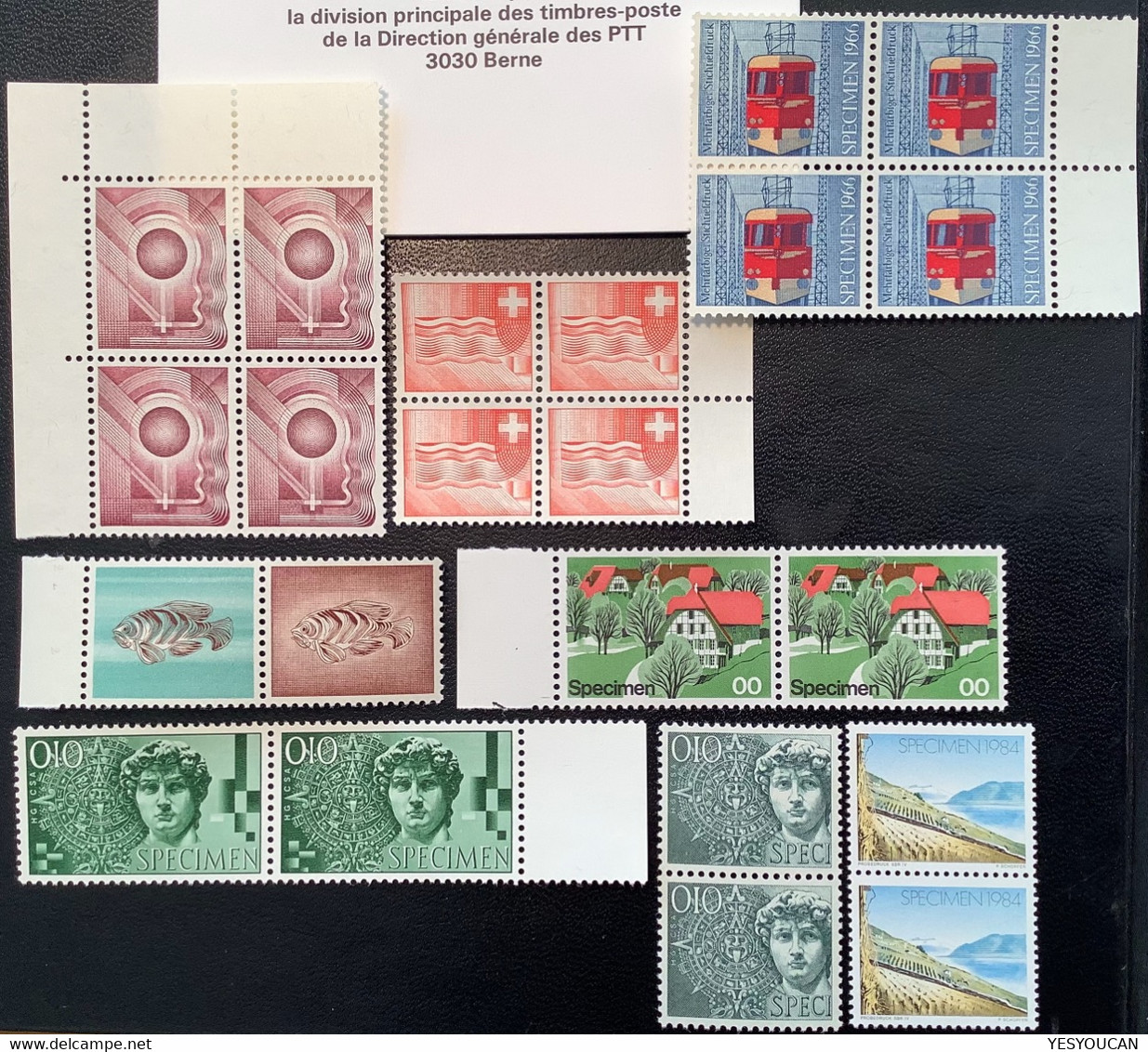 Schweiz 1945-1984 22 PTT BERN Dummy Stamps, Specimen, Essai, Proben, Test, Machine Proof, Essay (Switzerland Suisse - Varietà