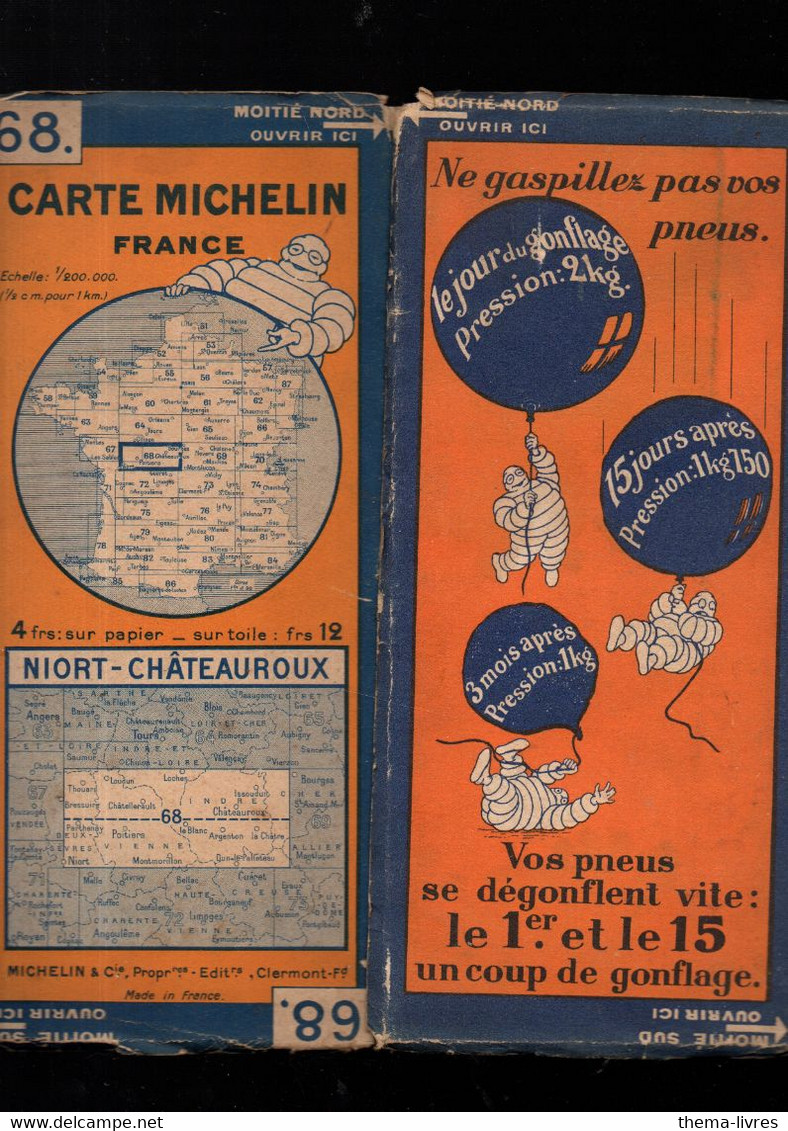 Carte MICHELIN N°68   2825-311   Niort-Chateauroux   (M5178) - Cartes Routières