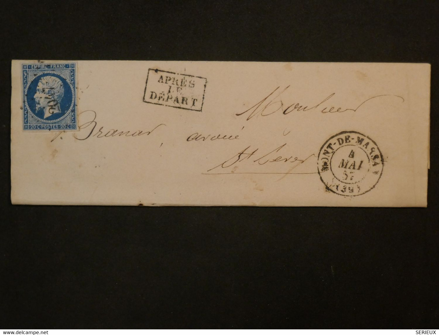 BN5 FRANCE BELLE  LETTRE  1857 MONT EN MARSAN  A ST SEVER  +NAP. N°14 . +AFFRANCH. INTERESSANT - 1853-1860 Napoléon III.