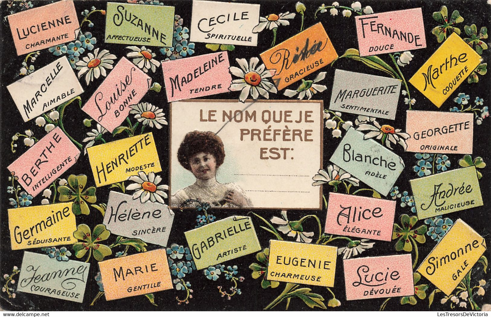 Prénom - Le Nom Que Je Préfère Est - Colorisé - Edit. Artist Atelier - Relief - Fleur - Carte Postale Ancienne - Nomi