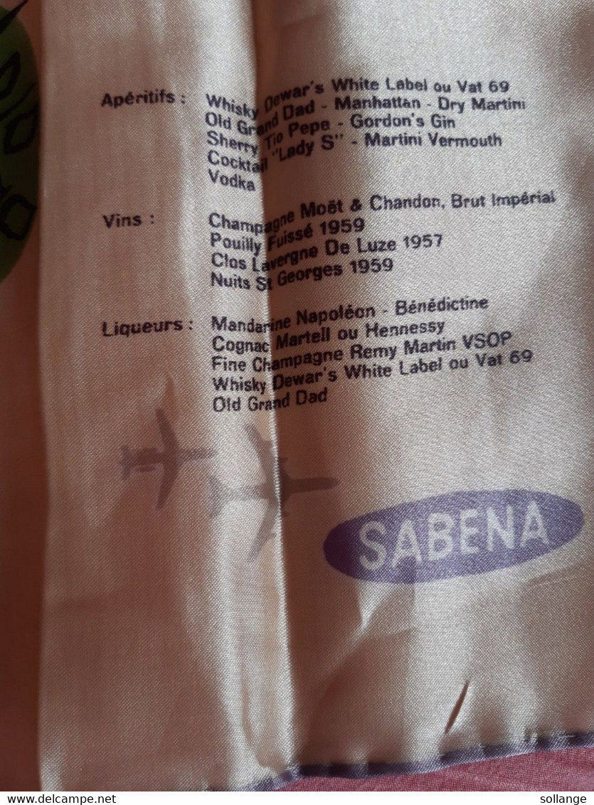 Foulard Menu Food Scarf Sabena Vintage - Menu Kaarten