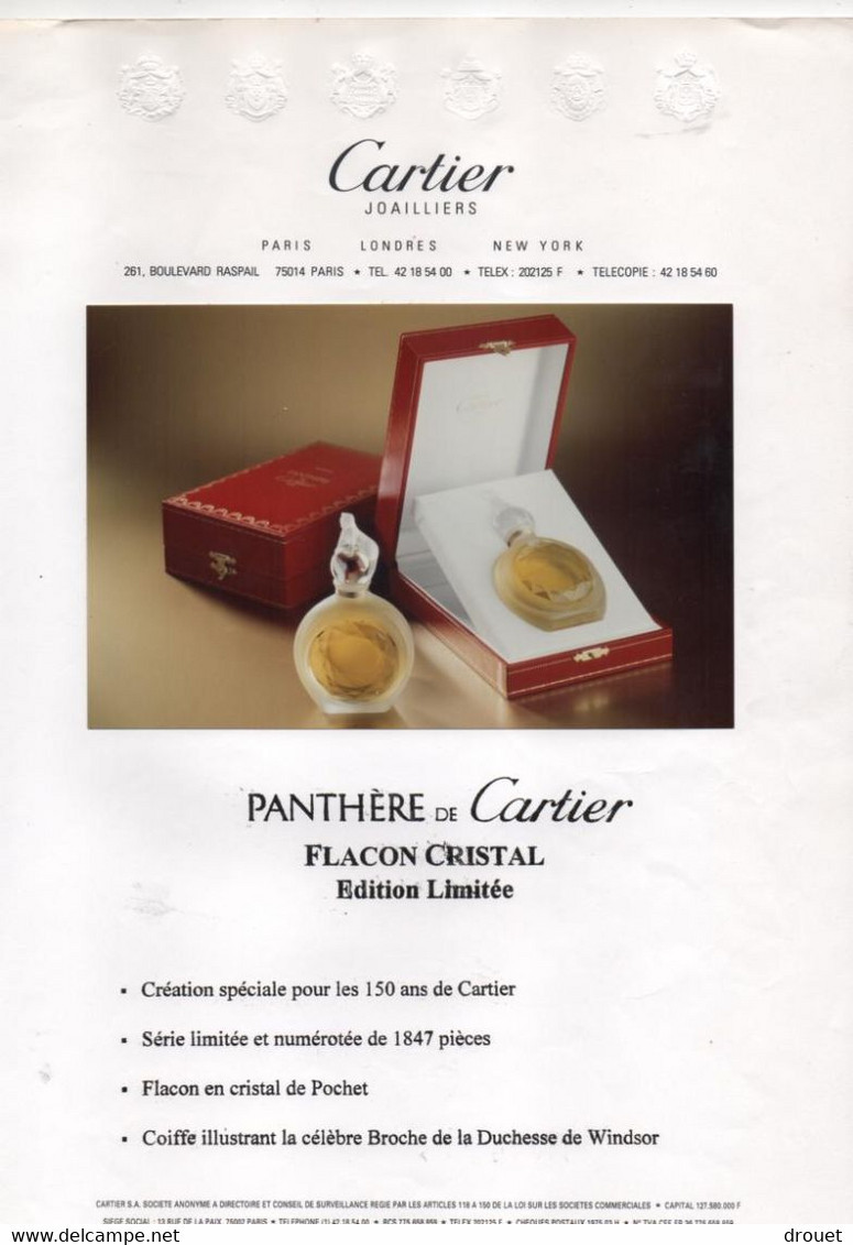 Panthère De CARTIER - FLACON DE PARFUM EN CRISTAL  -  CREATION SPECIALE - EDITION  LIMITEE -  RARETE - Donna