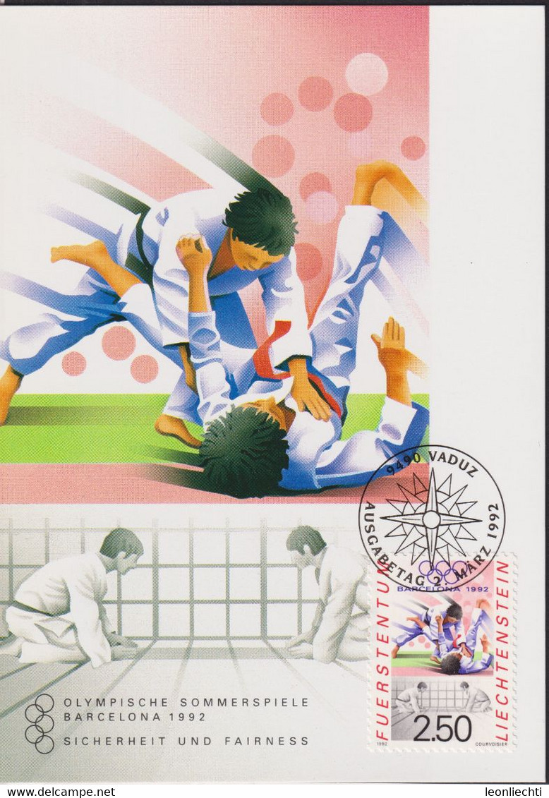 1992 Liechtenstein MC 107 Mi: LI 1037°, Y&T: LI 978°, ZNr. LI 978°,Olymp. Sommerspiele Barcelona 1992 Judo - Autres & Non Classés
