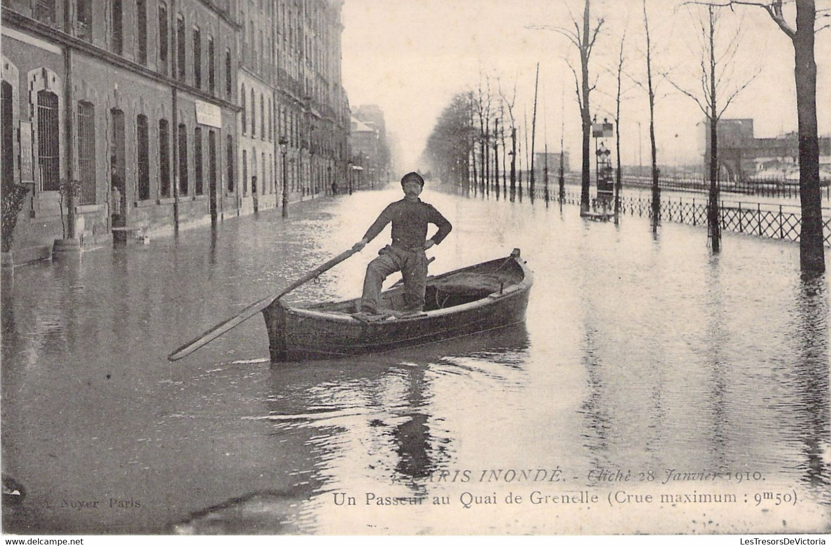 FRANCE - INONDATION DE PARIS - Un Passeur Au Quai De Grenelle - Carte Postale Ancienne - Paris Flood, 1910