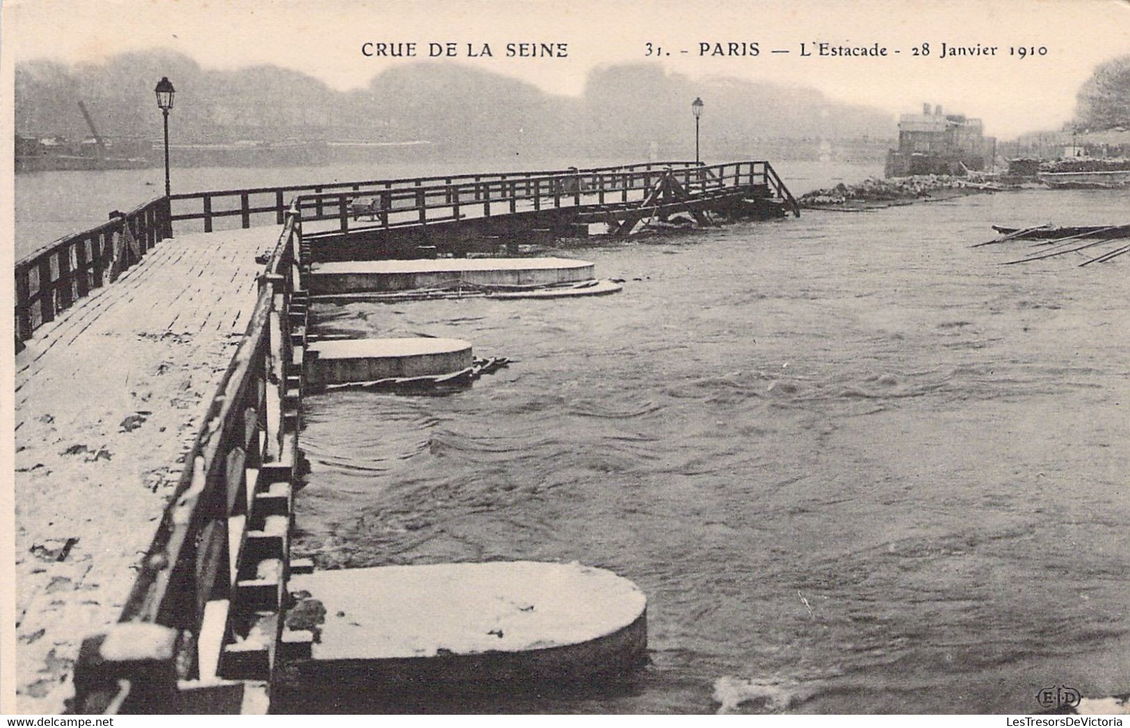 FRANCE - INONDATION DE PARIS - L'Estacade 28 01 1910 - Carte Postale Ancienne - Paris Flood, 1910