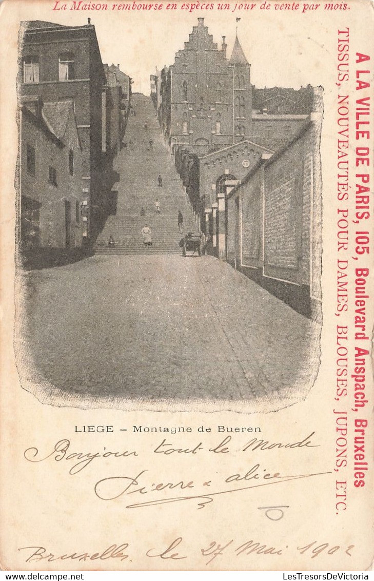 Publicité - Liège - Montagne De Bueren - A La Ville De Paris - Pierre Deseck - Précurseur - Carte Postale Ancienne - Werbepostkarten