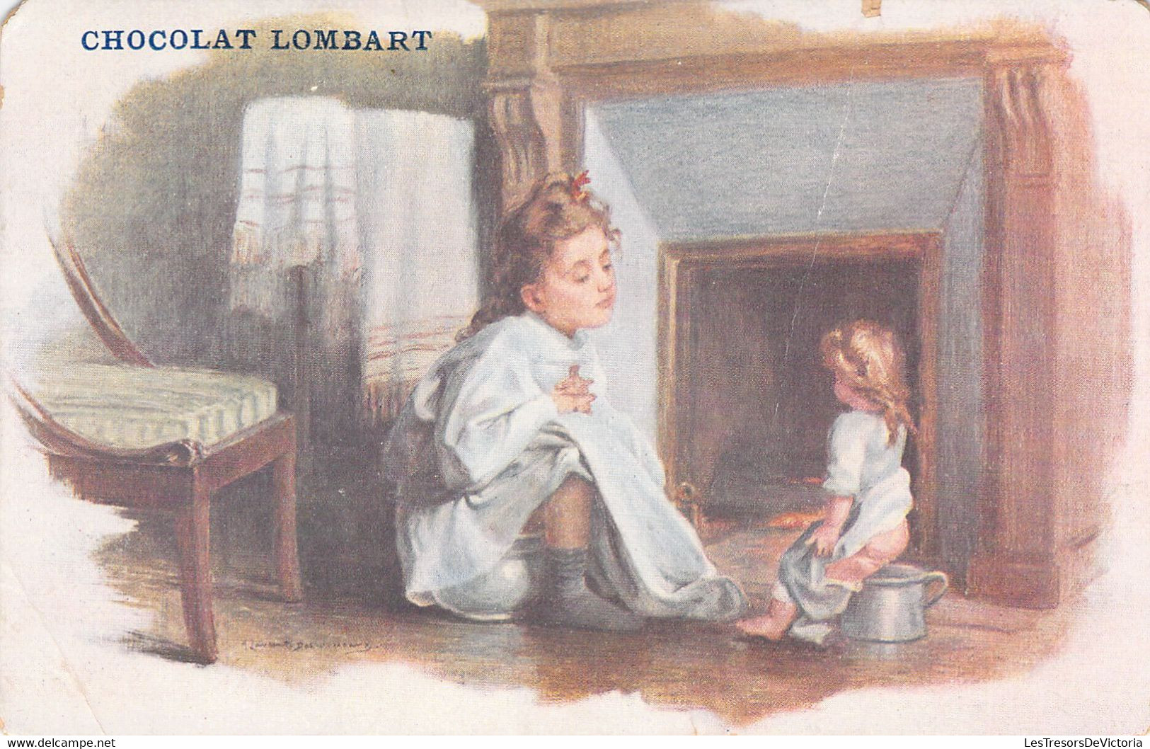 Illustration Non Signée - Enfant - Petites Filles Assisent Sur Un Pot De Chambre - LOMBART - Carte Postale Ancienne - Sonstige & Ohne Zuordnung