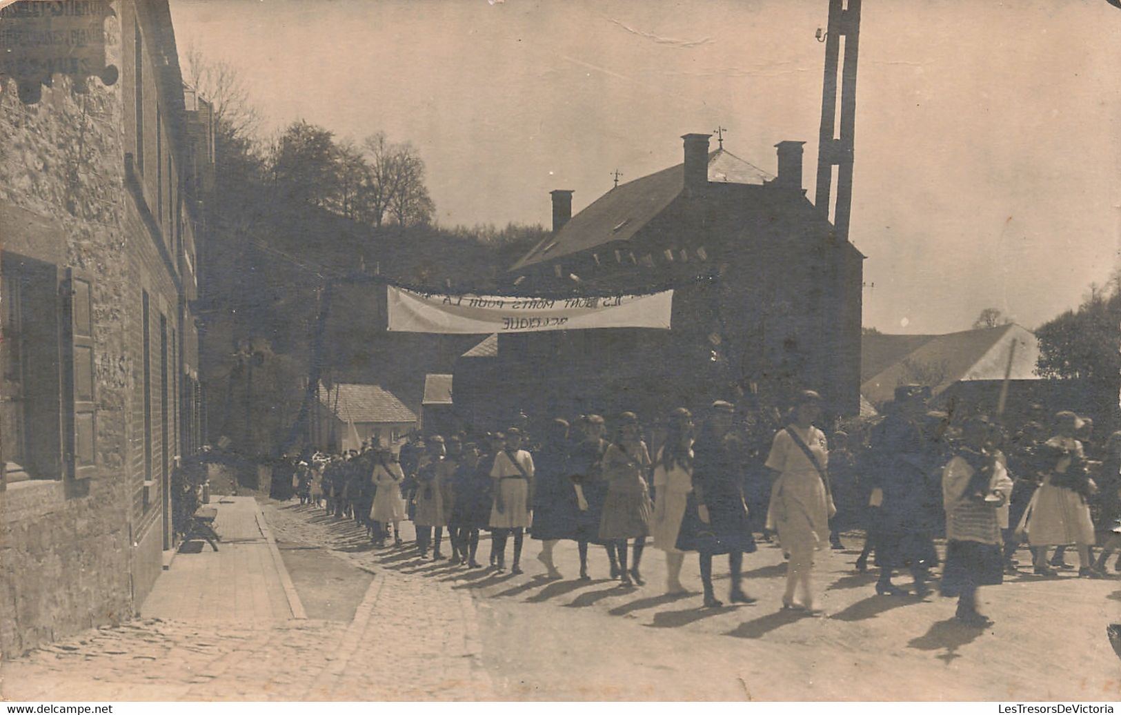 Manifetation - Carte Photo - Animé - Carte Renversée - Ils Sont Morts Pour La Belgique  - Carte Postale Ancienne - Demonstrations