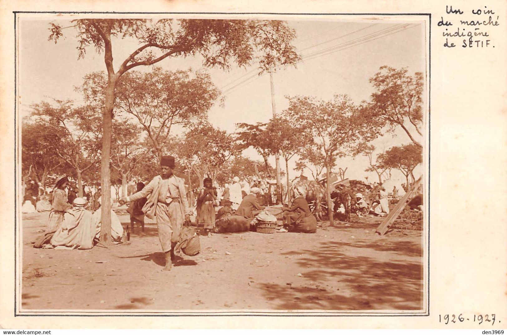 Algérie - SETIF - Un Coin Du Marché Indigène - Photo Collée Sur CPA, 1926-1927 - Setif