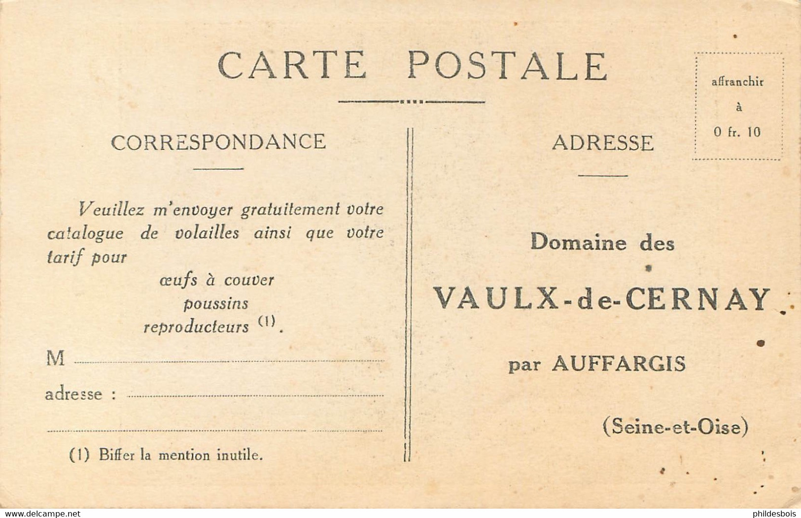 YVELINES  VAUX DE CERNAY  " Cane Pekin "  ( Carte Publicitaire Volailles ) - Vaux De Cernay