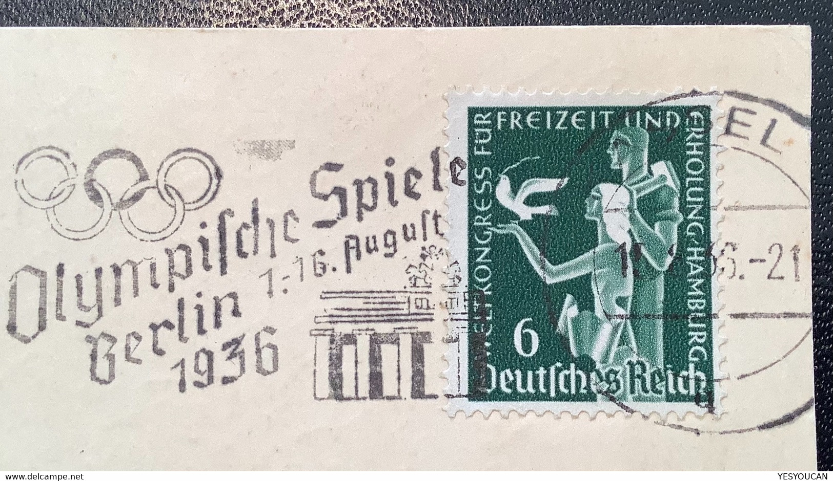 KIEL 1936 OLYMPISCHE SPIELE BERLIN Besserer Maschinenstempel Auf Postkarte Deutsches Reich(Olympic Games Jeux Olympique - Covers & Documents