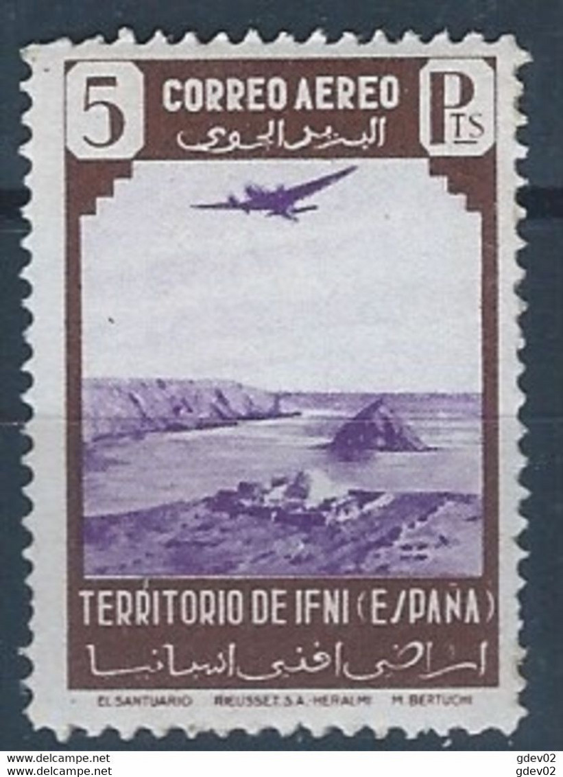 IF34SASF-L4429PC-TESPCOLISNI.Marroc.Maocco.IFNI ESPAÑOL. PAISAJES Y AVION 1943.(Ed 34**) Sin Charnela.MAGNIFICO - Ifni