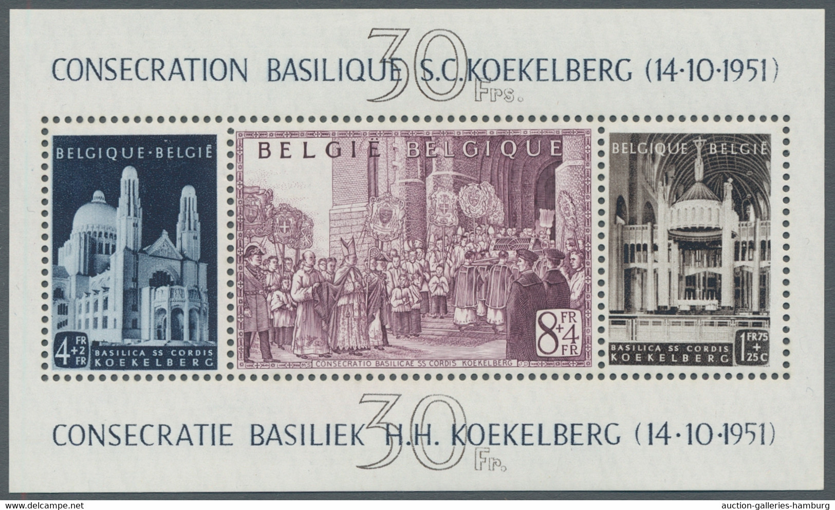 Belgium: 1952, Basilika Von Koekelberg, Blockausgabe, Tadellos Postfrisch, Prach - Unused Stamps