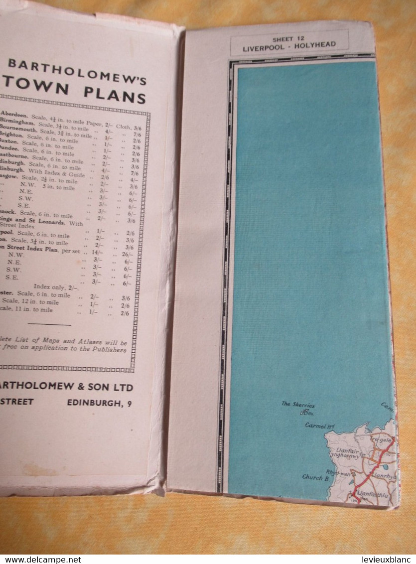 Carte/ Automobile Map Of Great Britain /LIVERPOOL-HOLYHEAD/John Bartolomew & Son/ EDINBURGH/1947                  PGC491 - Roadmaps