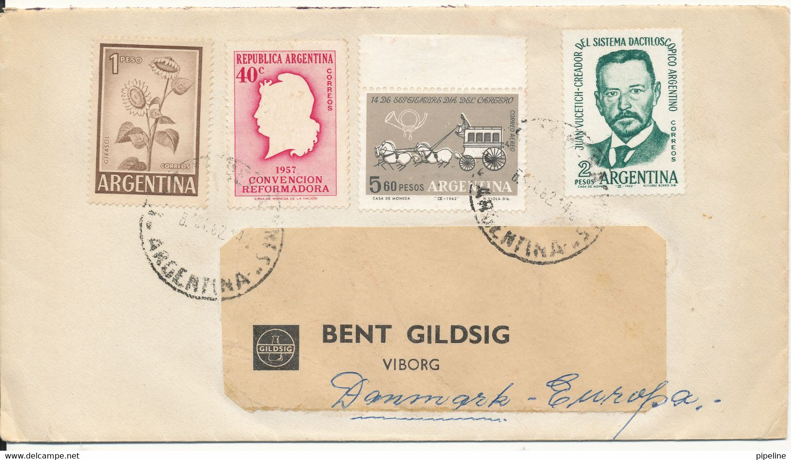 Argentina Cover Sent To Denmark 1962 - Covers & Documents