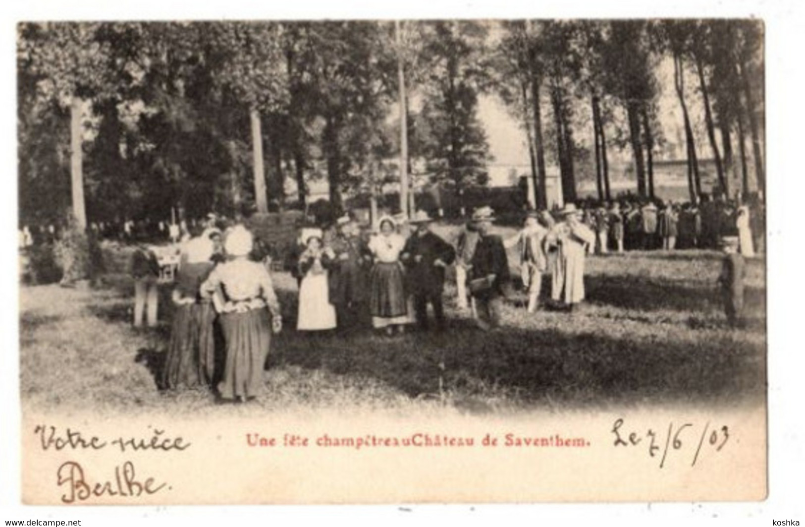 ZAVENTEM - Fête Champêtre Au Château De Saventhem - Verzonden In 1903 - - Zaventem