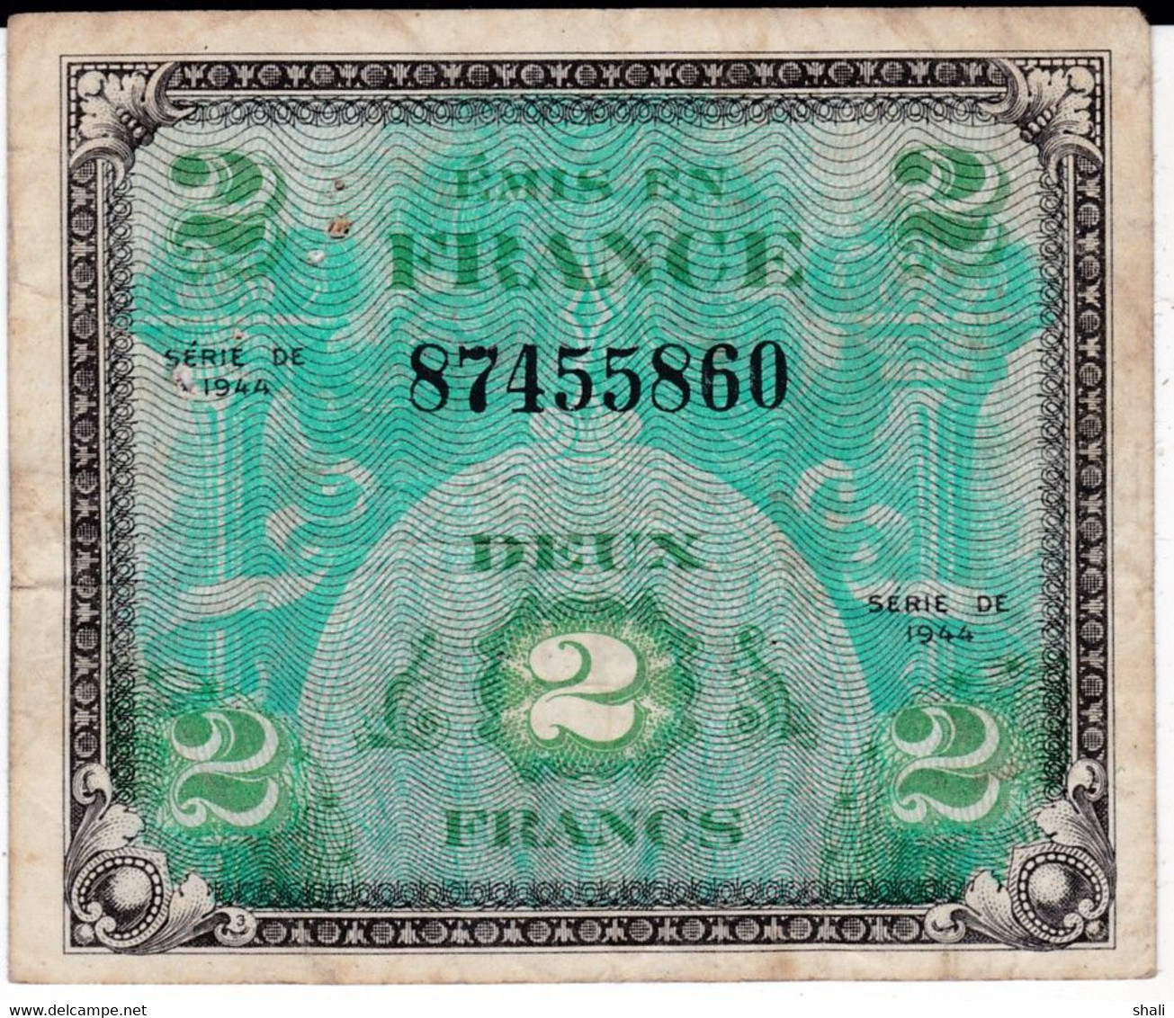 BILLET DE DEUX FRANCS EMIS EN FRANCE SERIE DE1944 - Ohne Zuordnung