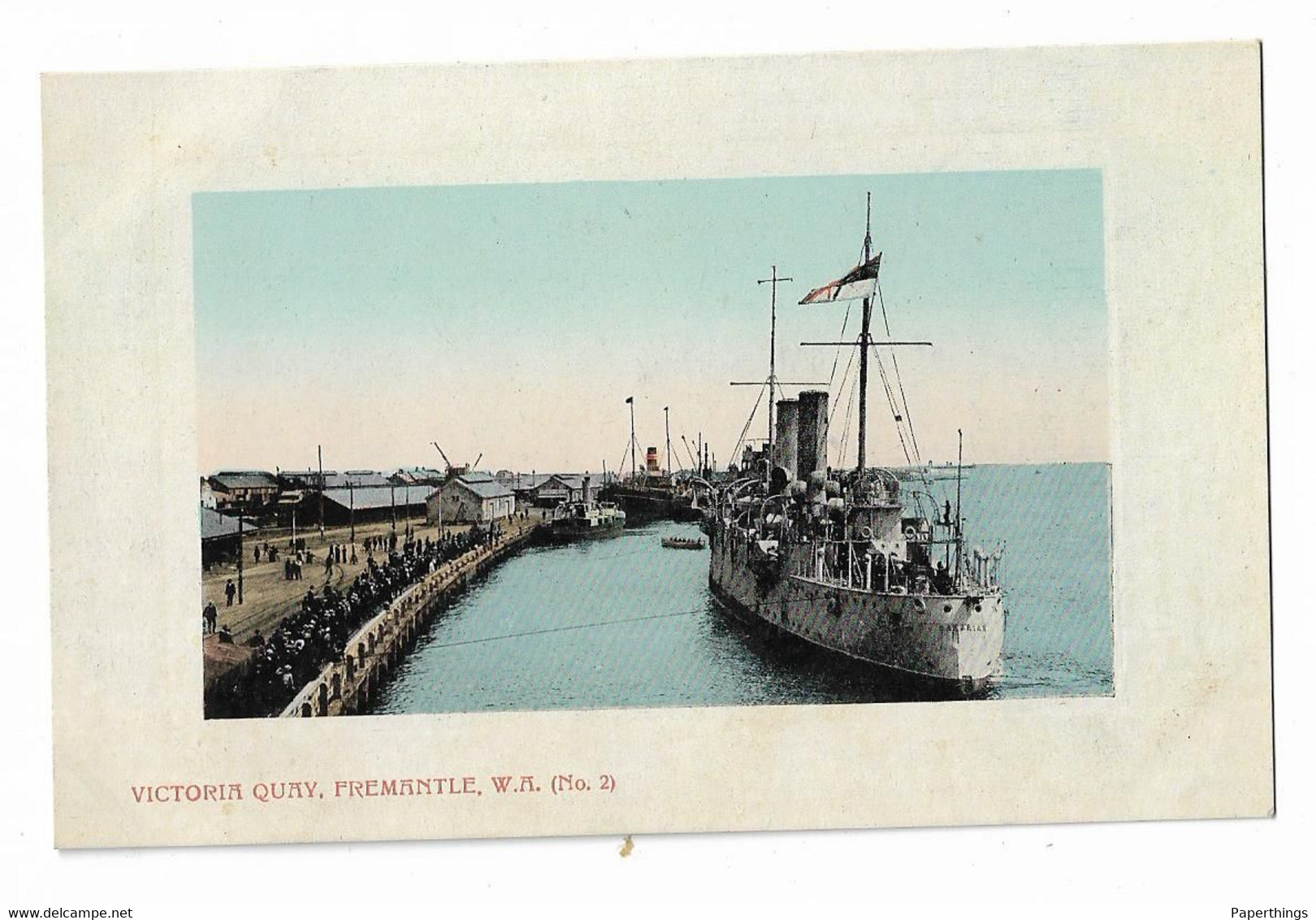 Postcard, Australia, Fremantle, Victoria Quay, Ship, Harbour, People. - Fremantle