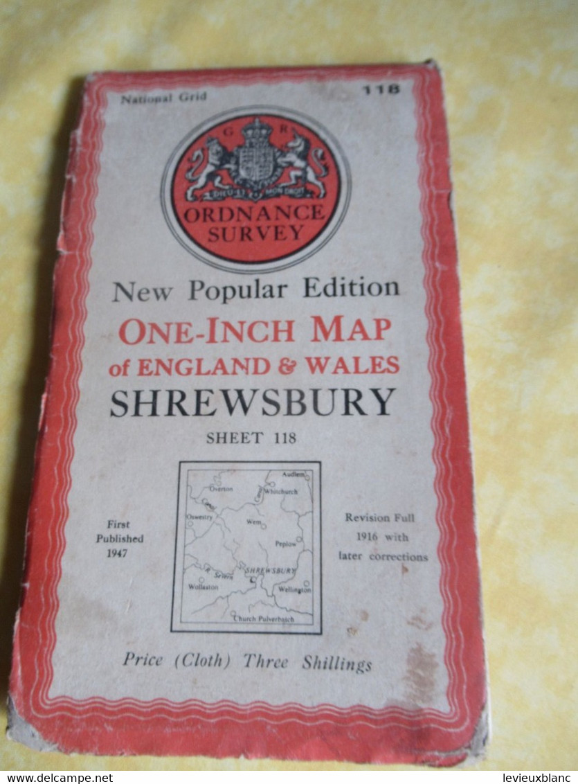 Carte Automobile/ Great Britain / Ordnance Survey/SHREWSBURY/The National Grid/1947                  PGC492 - Roadmaps