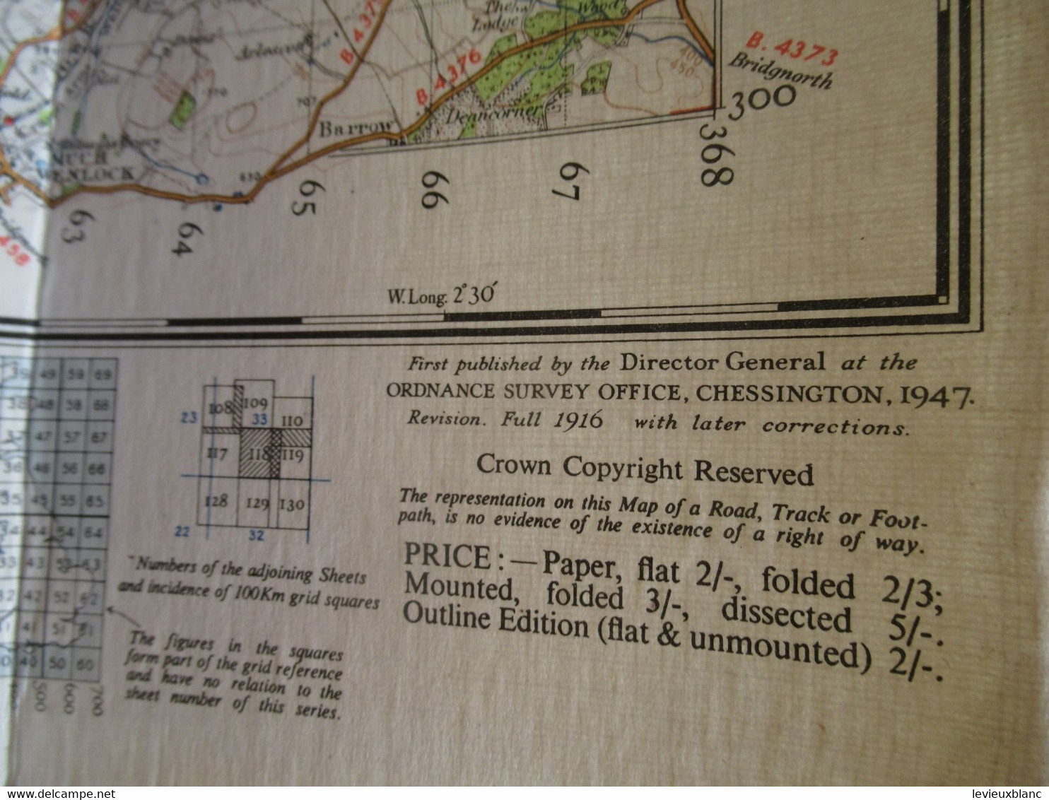 Carte Automobile/ Great Britain / Ordnance Survey/SHREWSBURY/The National Grid/1947                  PGC492 - Strassenkarten