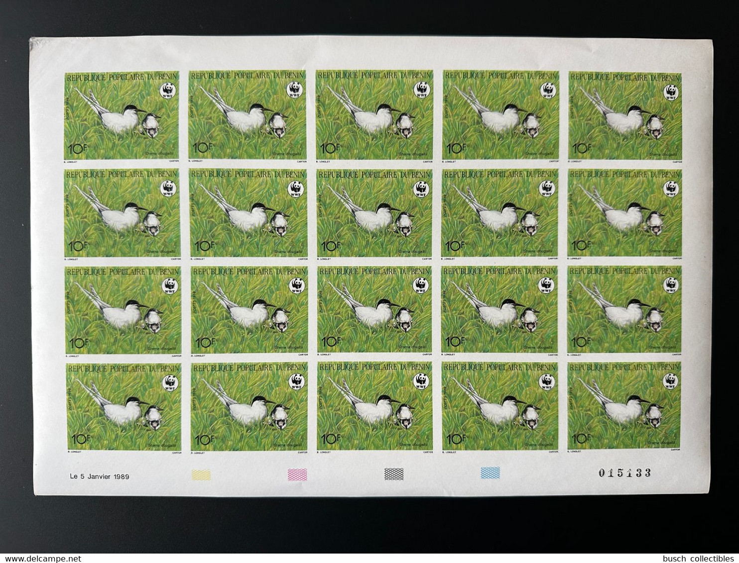 Benin 1989 Mi. 476 Sheet Planche IMPERF ND WWF Panda Sterna Dougallii Oiseau Bird Vogel - Unused Stamps