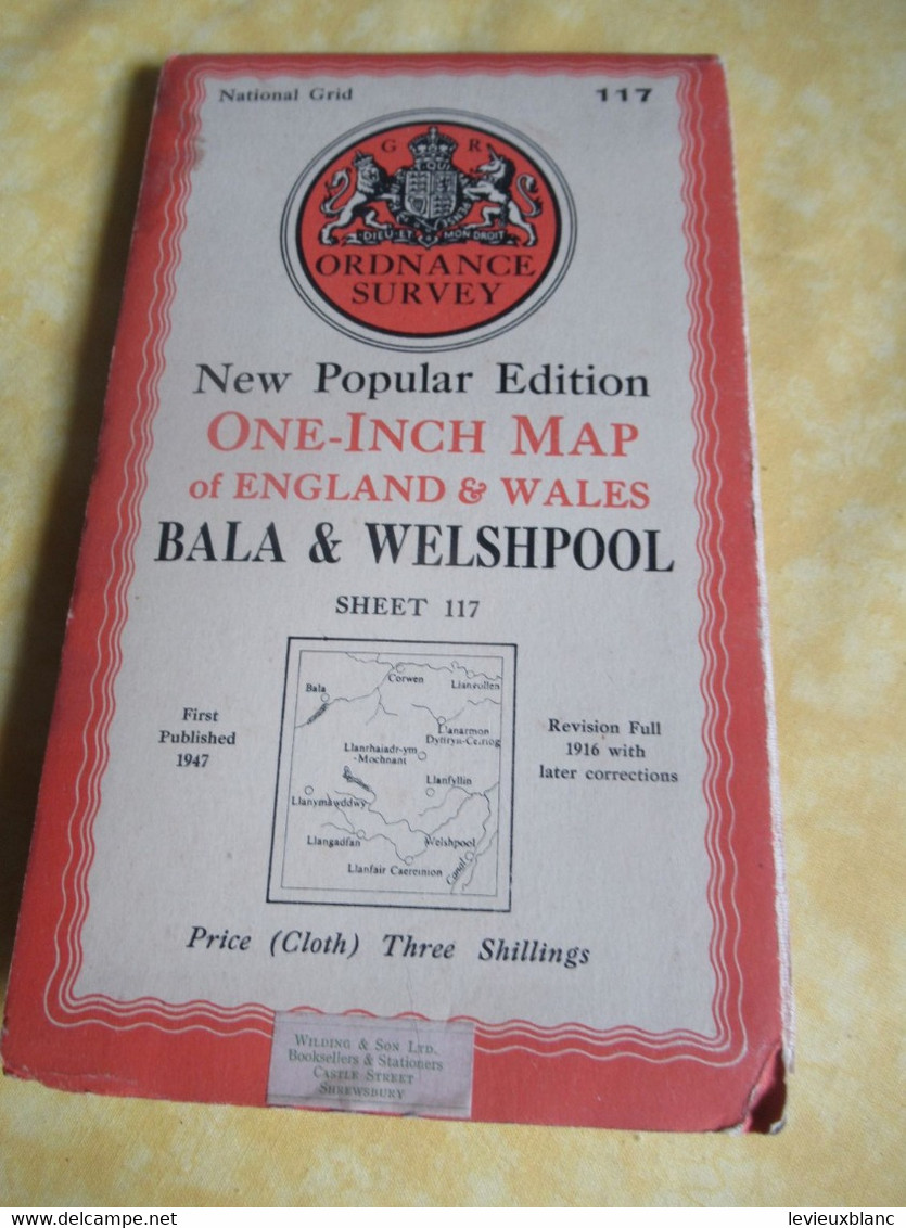 Carte Automobile/ Great Britain / Ordnance Survey/BALA & WELSHPOOL/The National Grid/1947                  PGC493 - Callejero