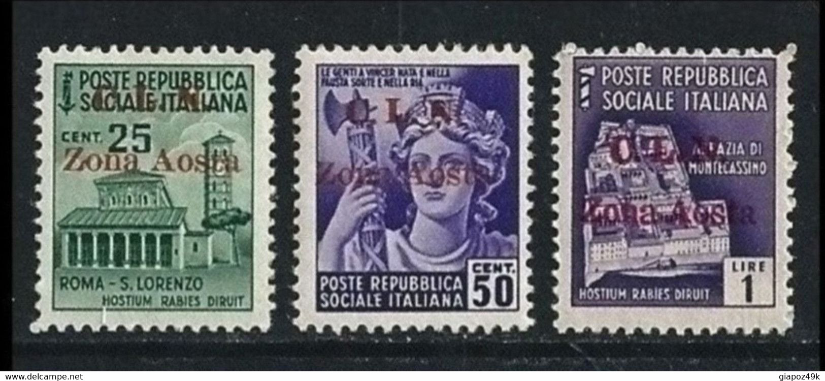 ● Italia C.L.N. 1944  AOSTA  Su Monumenti  N. 1 *, 2 E 4 **  = NON Garantiti  Cat. ? € ️ Lotto N. 1564 ️ - Comitato Di Liberazione Nazionale (CLN)