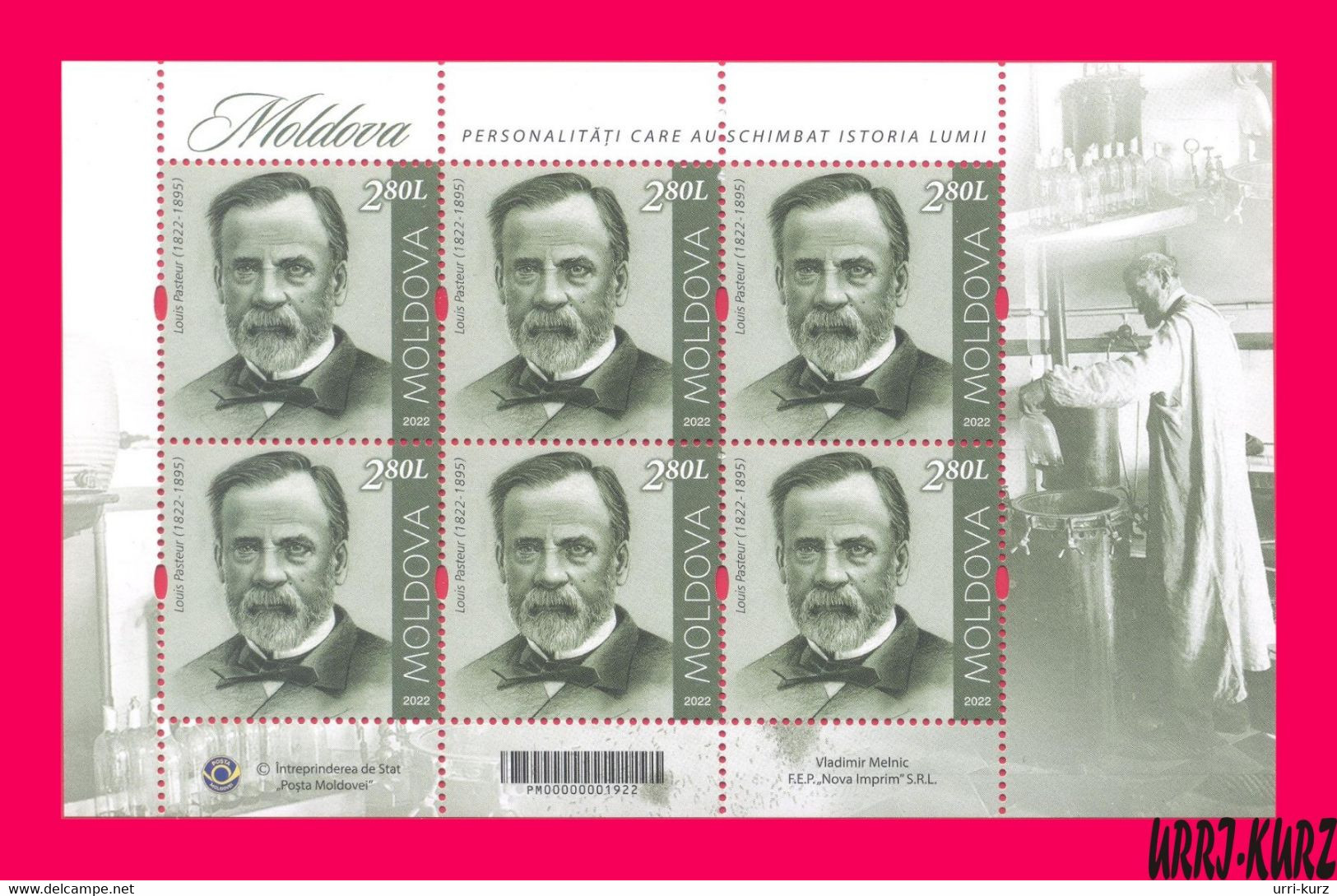 MOLDOVA 2022 Famous People French Chemist & Microbiologist Louis Pasteur (1822-1895) M-s MNH - Louis Pasteur