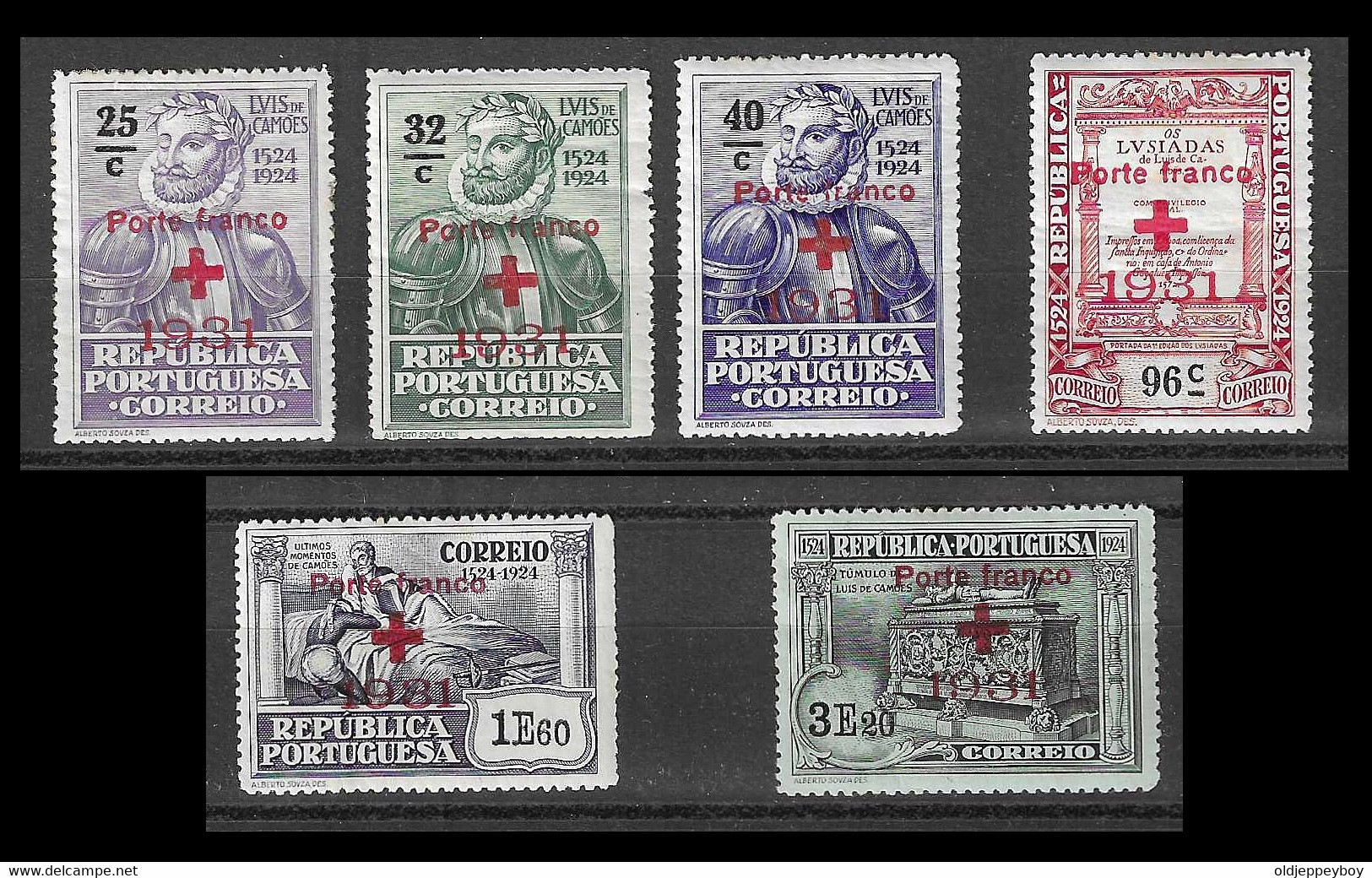 CROIX ROUGE CRUZ VERMELHA  Portugal - 1931 Camoes Franchise Red Cross (Complete Set) - Af. PF 11 To 16 - MH - Croce Rossa