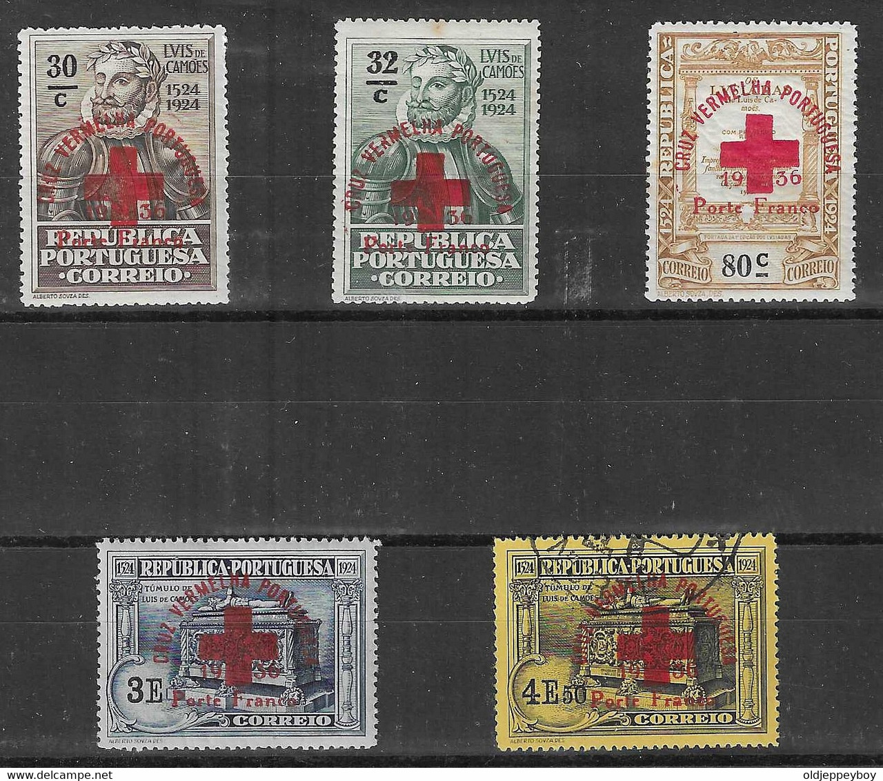 CROIX ROUGE CRUZ VERMELHA  Portugal - 1936 Camoes Franchise Red Cross (Complete Set) - MH AND 1 STAMP  USED - Croce Rossa