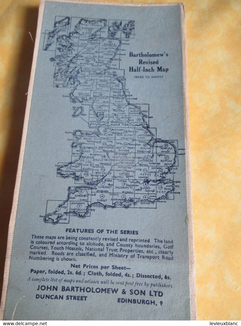 Carte Automobile/ Great Britain / Bartholomew's One Inch Map/ THE LAKE DISTRICT/Edinburgh/Vers1945              PGC495 - Cartes Routières
