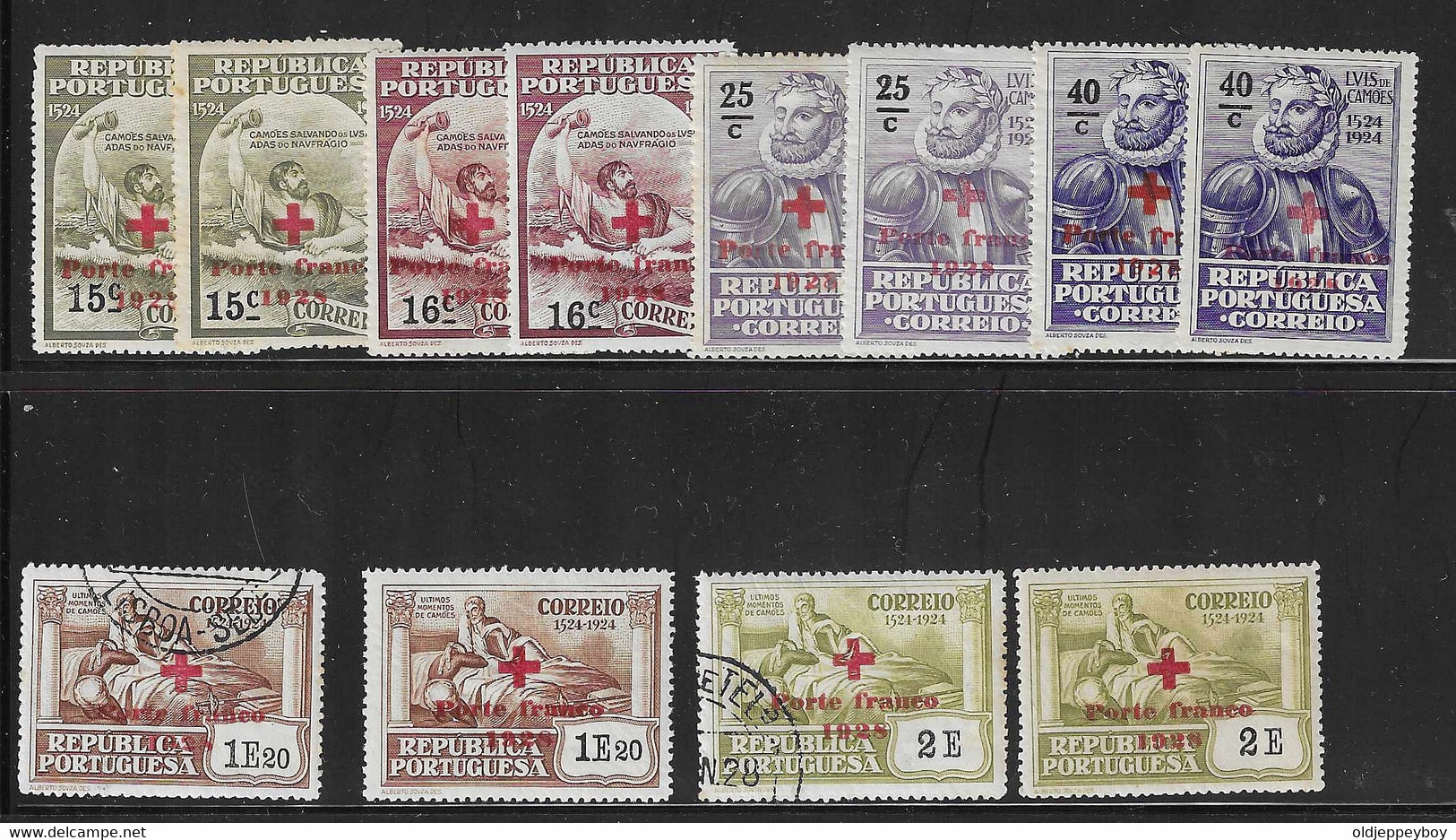 CROIX ROUGE CRUZ VERMELHA  Portugal 1928 Camoes Red Cross (Complete Set) Af. PF 11 To 16 -2 SETS MH AND USED SEE SCANS - Rode Kruis