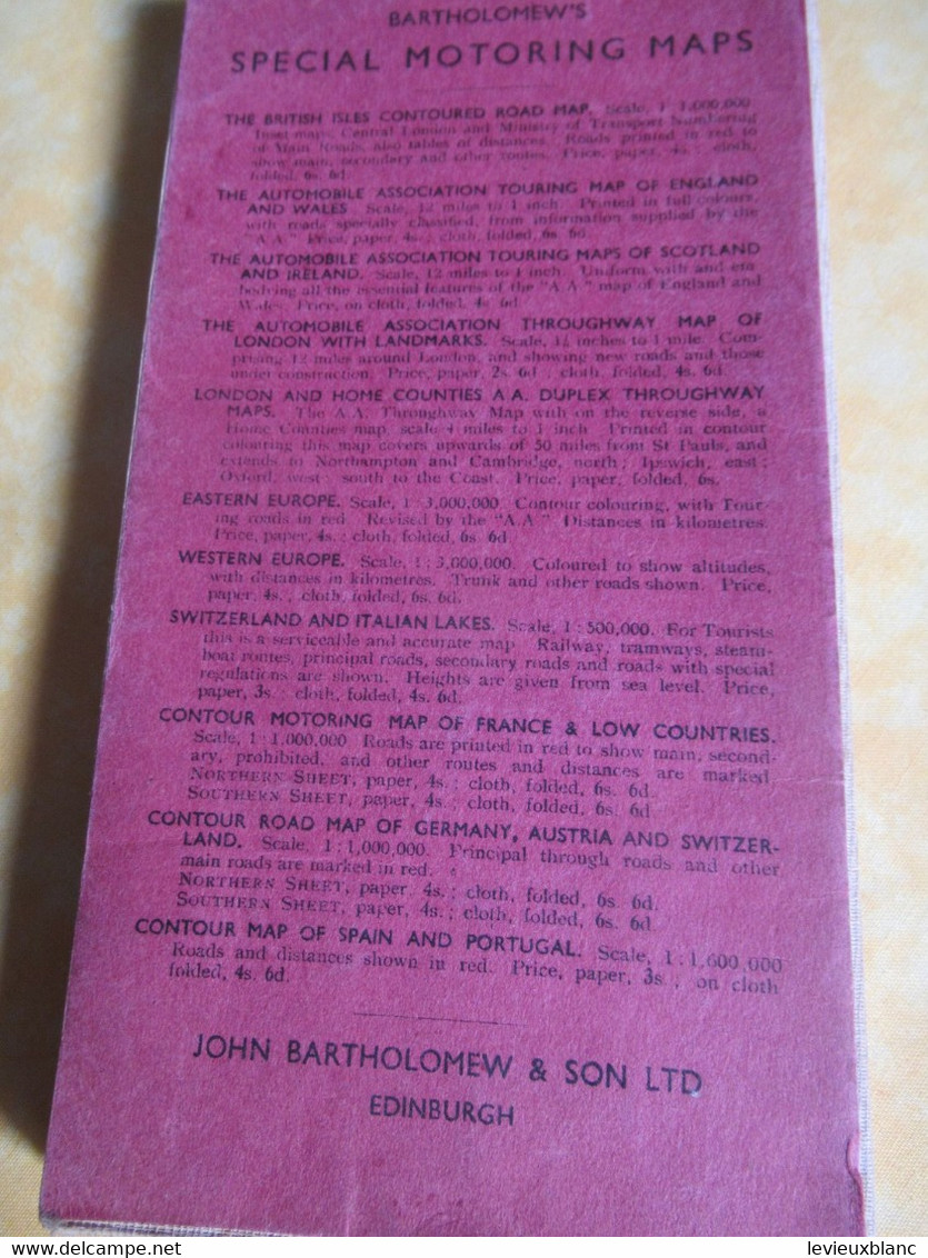 Carte Automobile/Great Britain/Bartholomew's One Inch Map/BRITISH ISLES/Contour Motoring Map /Edinburgh/Vers1945  PGC496 - Carte Stradali