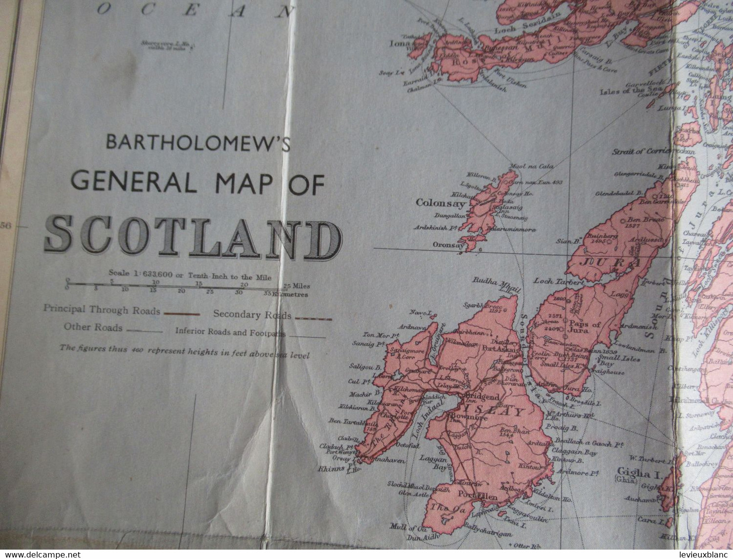 Carte Automobile/Great Britain/Bartholomew's General  Map Of SCOTLAND /Edinburgh/Vers1945  PGC496 - Cartes Routières