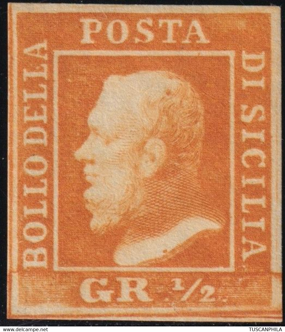 1/2 Gr. II^ Tav.arancio Sass 2 MLH* Ben Marginato F.G.Bolaffi, Ad Lusso - Sicilia