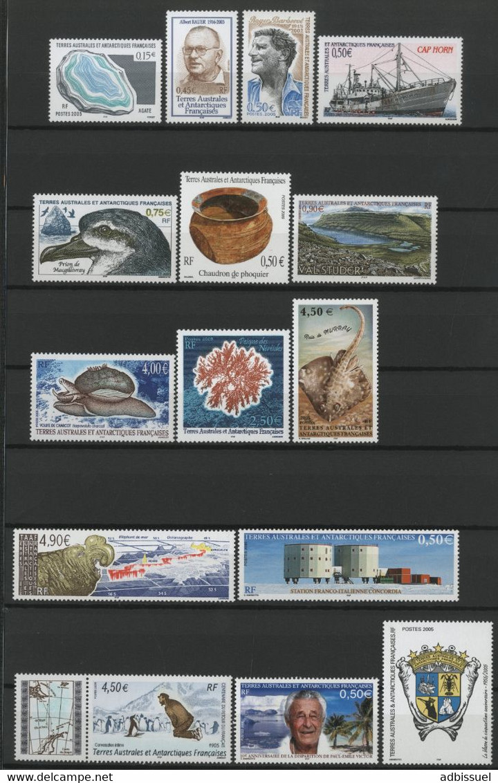 TAAF 2005 N° 404 à 417 + 429. Vendus à La Valeur Faciale COTE 106.9 €. Qualité TB - Unused Stamps