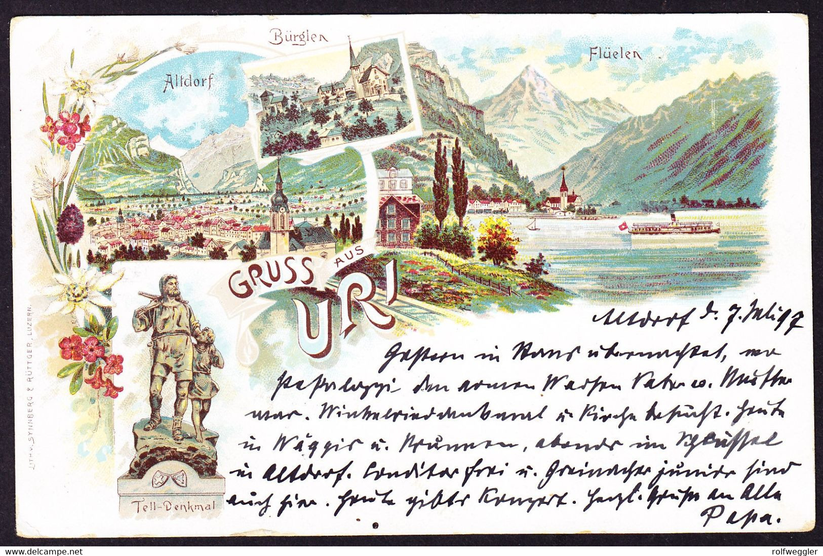 1897 Gelaufene AK: Gruss Aus Uri (Altdorf, Bürglen Und Flüelen) - Bürglen