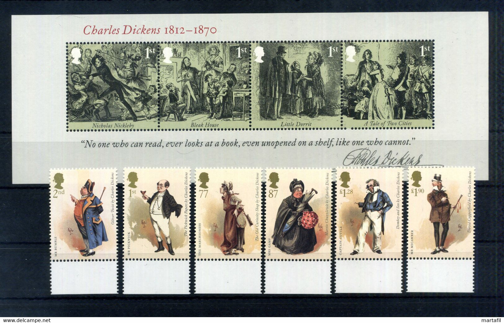 2012 GRAN BRETAGNA 3844/3849 + BF 97 MNH **, Charles Dickens - Unused Stamps