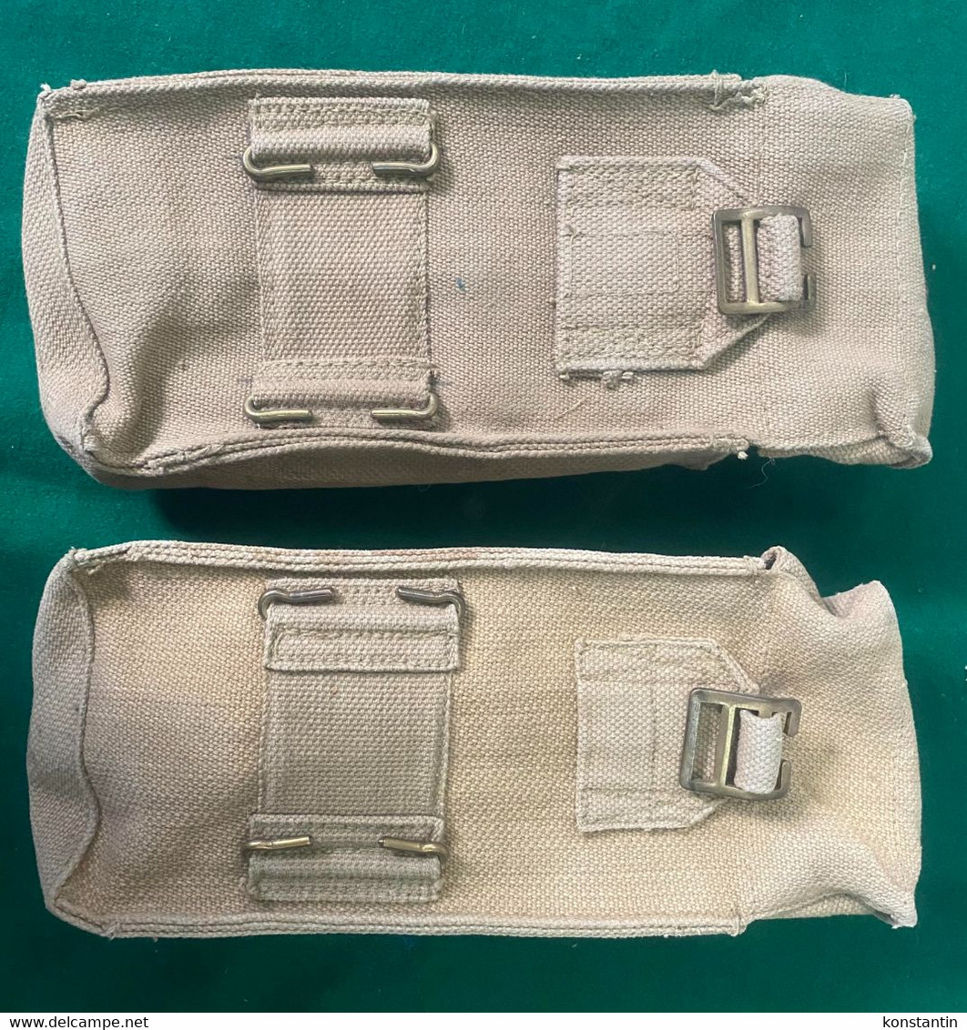 BRITISH ARMY WWII PAT 37 BASIC AMMO Web POUCHES Lot Of 2 Pouches For Enfield Rifle Ammo And The Bren - Armes Neutralisées