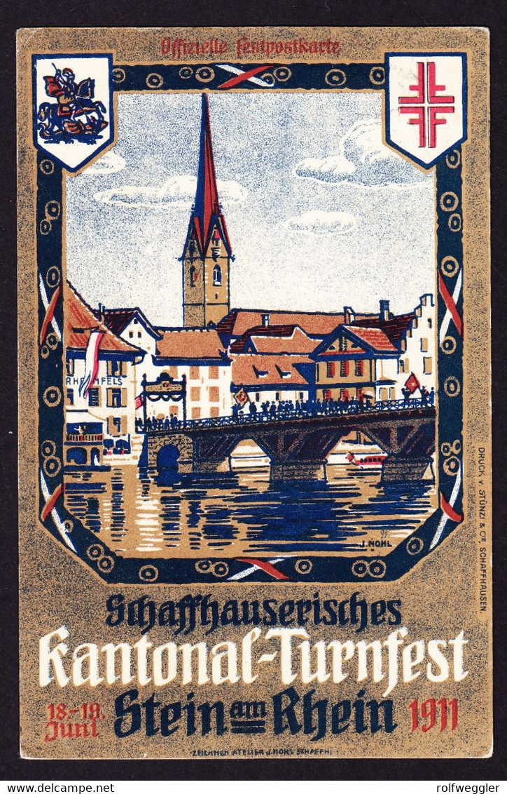 1911 Gelaufene Offizielle Festpostkarte, Kantonales Turnfest In Stein Am Rhein - Stein Am Rhein