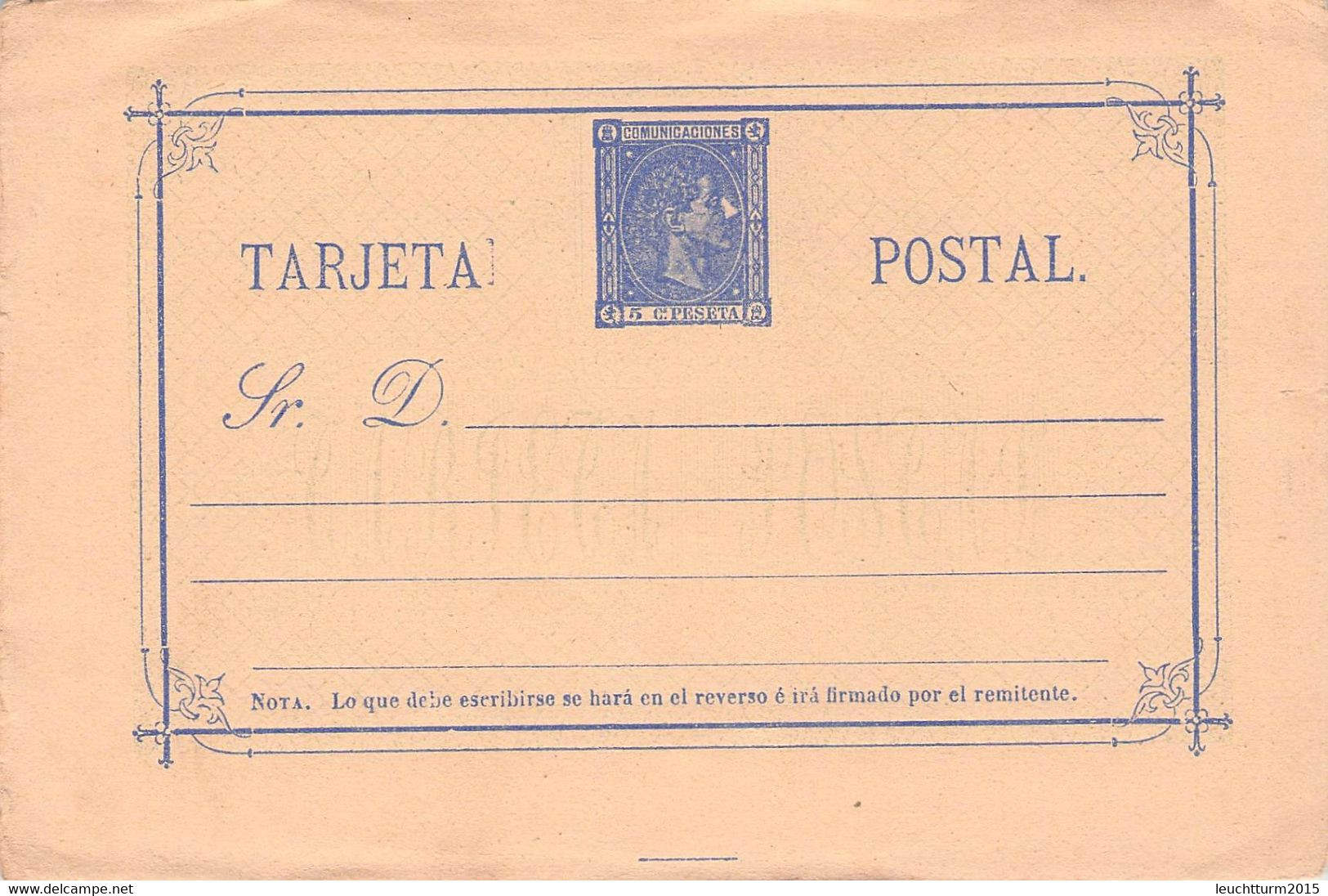 SPAIN -  TARJETA POSTAL 5 CTS (1875) UNC Mi P6 II I / ZB76 - 1850-1931