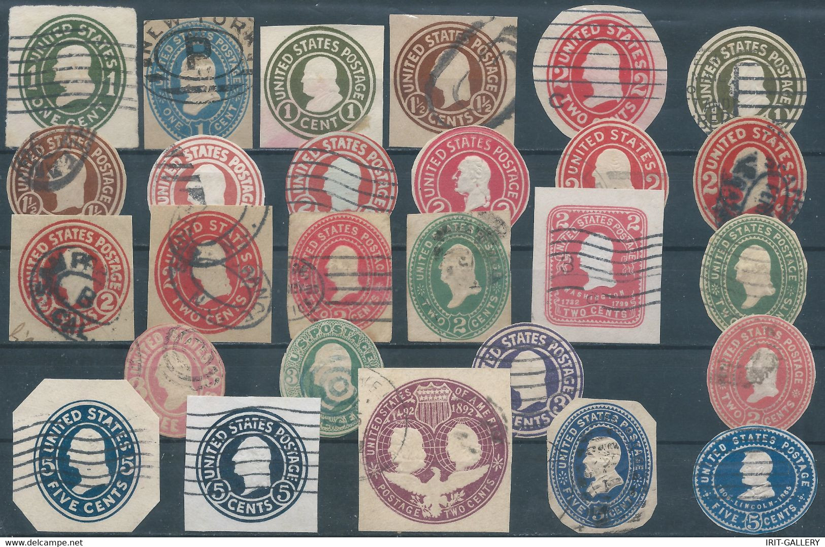 United States,U.S.A,27 Different Postage Values Cut From Postal Stationery Very Old,Obliterated - Other & Unclassified