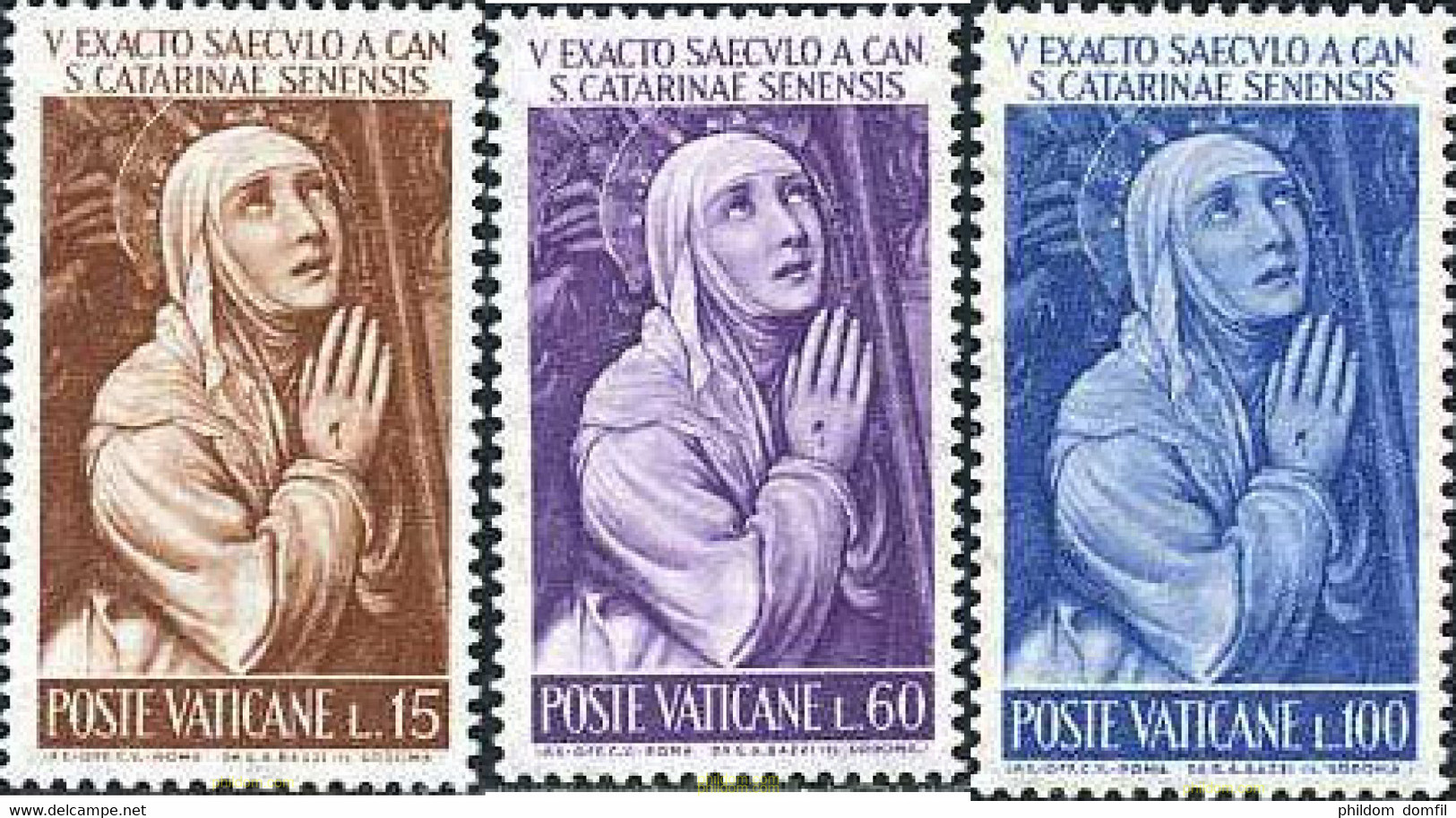 116027 MNH VATICANO 1962 5 CENTENARIO DE LA CANONIZACION DE SANTA CATALINA DE SIENA - Used Stamps