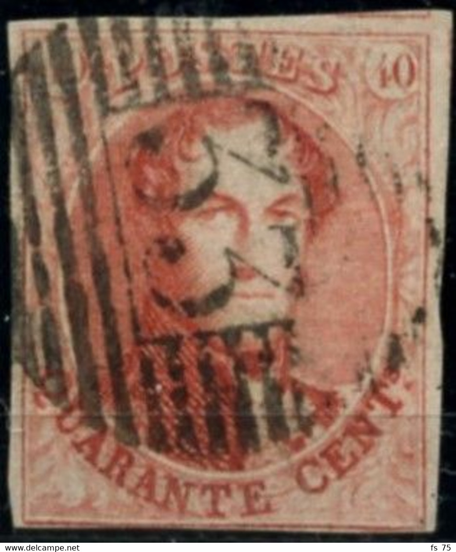 BELGIQUE - COB 12B - 40C VERMILLON VIF MEDAILLON MARGE OBLITERE - 1858-1862 Médaillons (9/12)