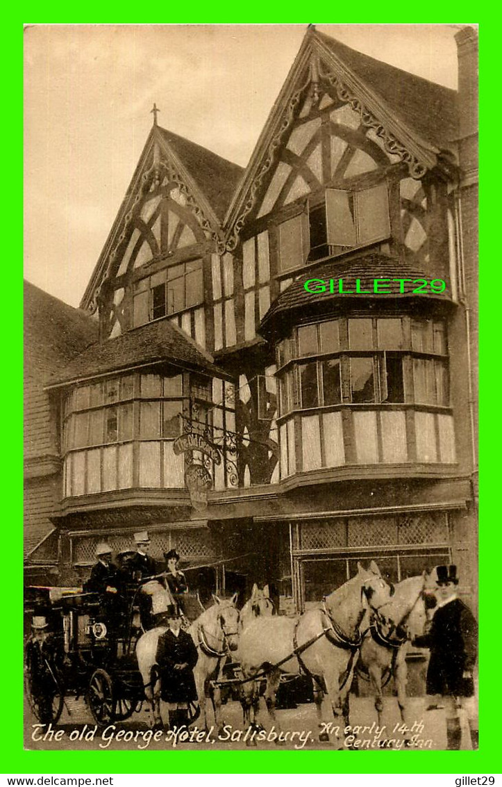 SALISBURY, WILTSHIRE, UK - THE OLD GEIRGE HOTEL - ANIMATED WITH CARRIAGE - F. FRITH & CO LTD - - Salisbury