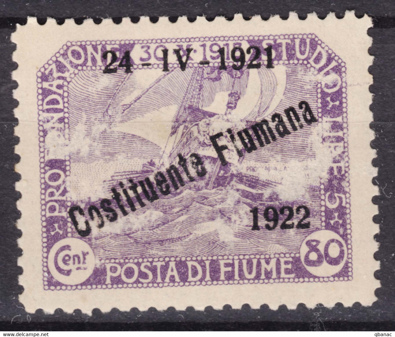 Italy Occupation WWI, Fiume 1922 Constituente Fiumana Sassone#185 Mi#149 Mint Hinged - Fiume