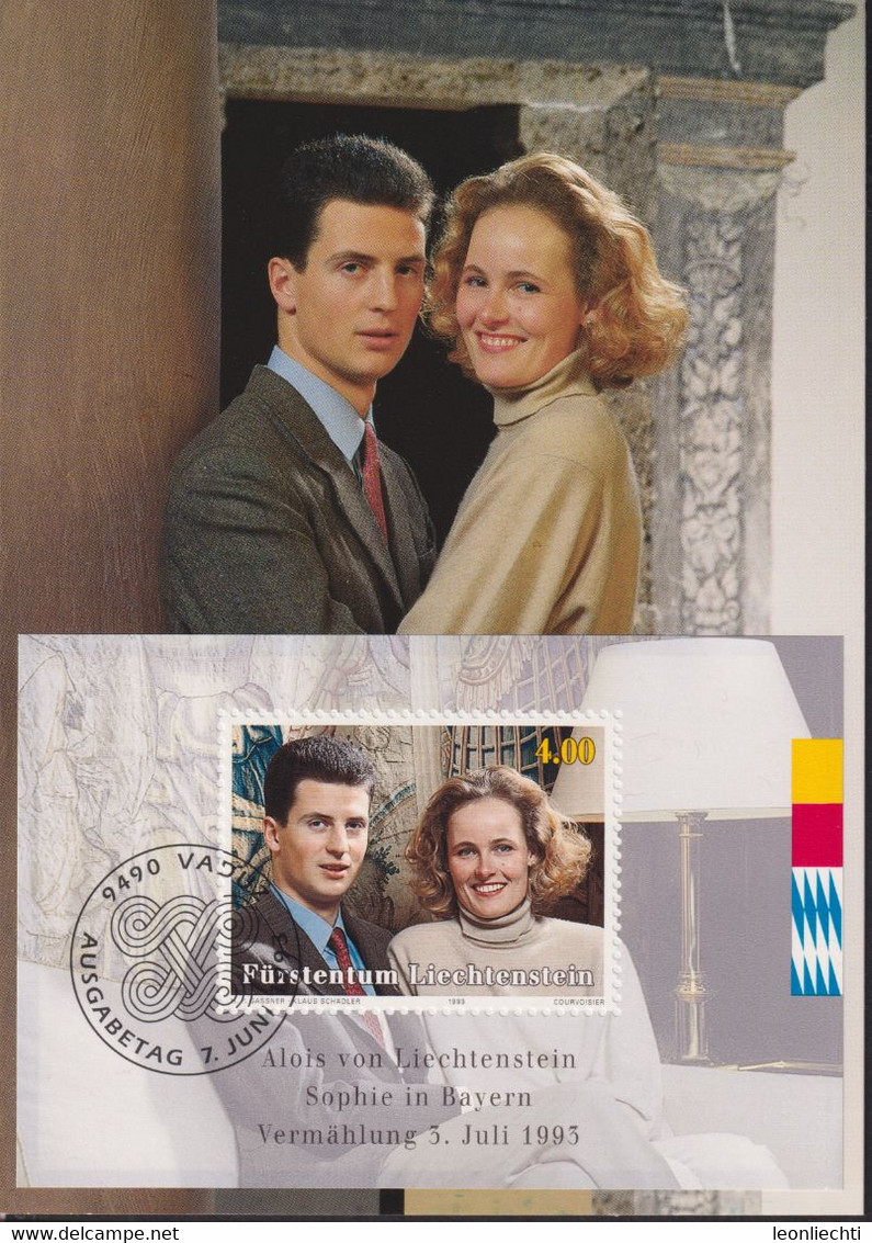 1993 Liechtenstein MC 117 Mi:LI BL15°, Yt:LI BF18°, Zum:LI 1007°,  Alois Und Sophi In Bayern - Covers & Documents