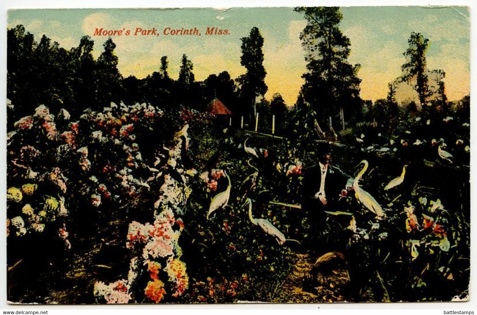 United States 1913 Postcard Corinth, Mississippi - Moore's Park; Jackson & Mobile RPO Postmark - Otros & Sin Clasificación